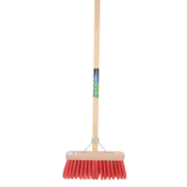 Bezem FSC Kunstvezel Rood - 29 cm - Met Steel 150 cm
