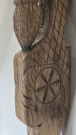 Unieke Houtsnijwerken Wandlamp met  Kap