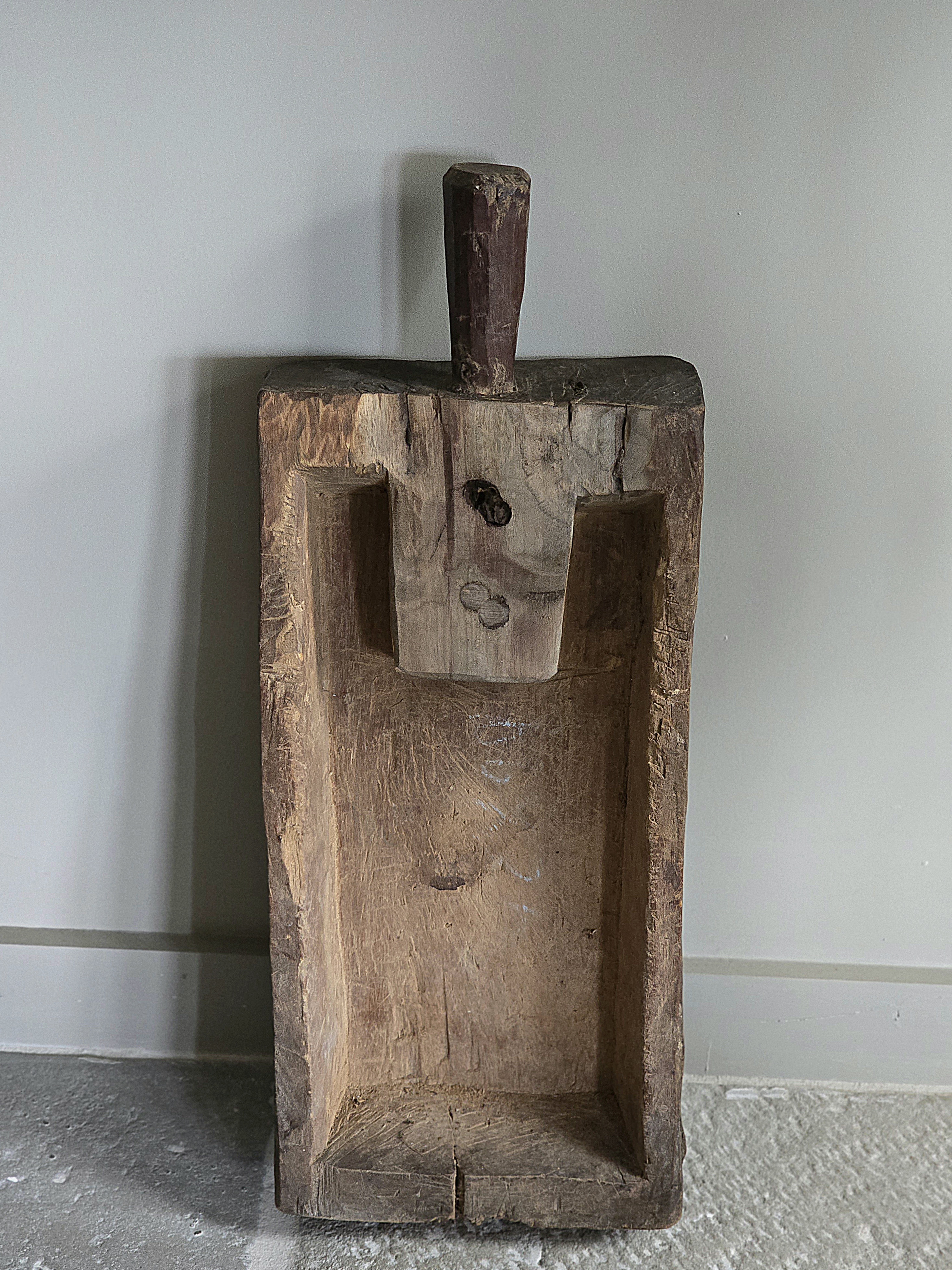 Oude Houten Trog met Handvat