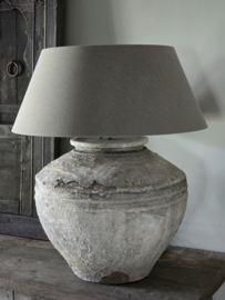 Unieke Oude Kruiklamp met Linnen Kap Kleur Herfst
