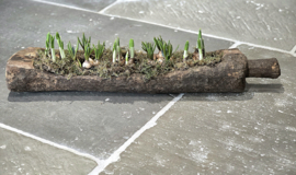 Oude Houten Trog met Handvat