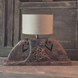 Houten Ornamentlamp met Linnen Kapje kleur Herfst