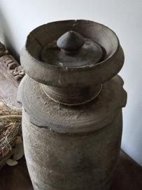 Unieke Authentieke Houten Pot met Deksel
