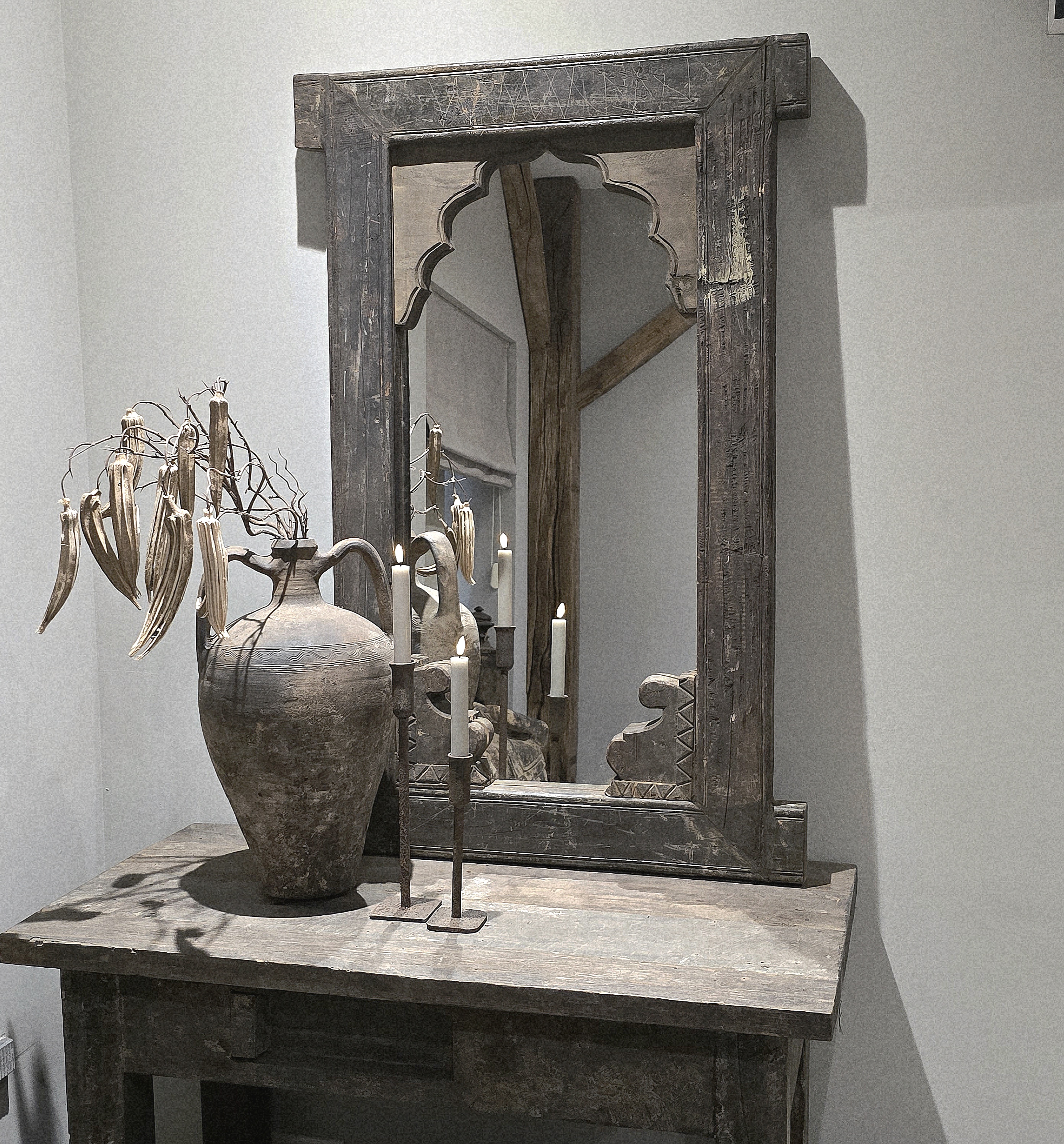Oude Antieke Houten Spiegel