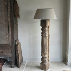 Houten Ornamentlamp met Linnen Kap kleur Herfst nmr 1