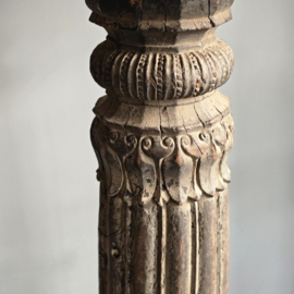 Unieke Houten Ornamentlamp met Linnen Kap kleur Herfst