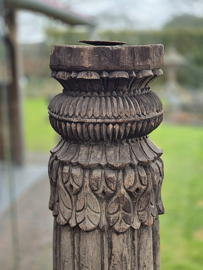 UNIEK EXEMPLAAR ! Houten Ornamentkandelaar