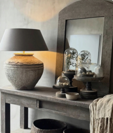 Unieke Oude Kruiklamp met Linnen Kap Kleur Herfst