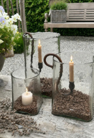 Windlicht Mondgeblazen  Grote Flor Antiek Glas
