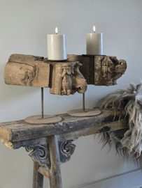 Ornamentkandelaar Hout op Statief rechts