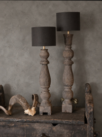 Trapballusterlamp maat M met Linnen Kapje kleur Expresso