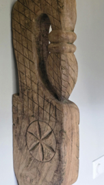 Unieke Houtsnijwerken Wandlamp met  Kap