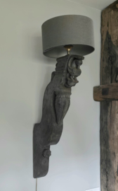 Ornament Wandlamp XL met Linnen Kap kleur Herfst Aura Peeperkorn