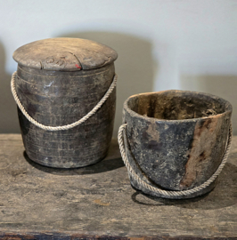 Houten Pot open met Touw rechts