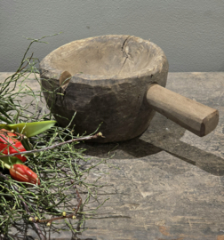 Oude Houten Vijzels met Handvat Voorste