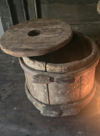 Houten Ton met Deksel links
