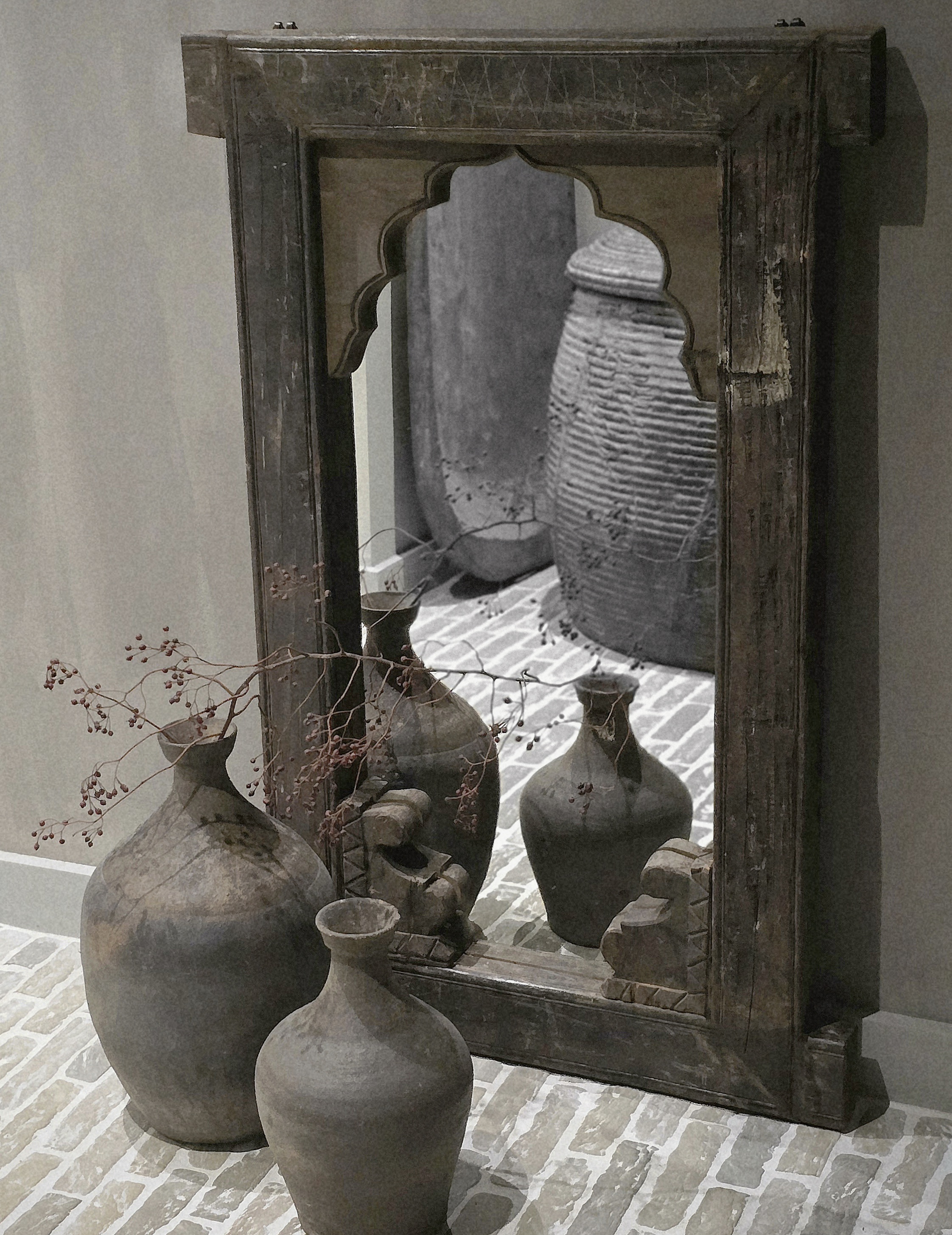 Oude Antieke Houten Spiegel