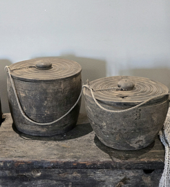 Houten Pot met Deksel links