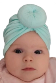 Mutsje turban  mintgroen met donut