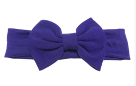 Haarband paars blauw met grote strik 17 cm