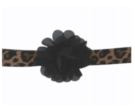 Haarband leopard zwarte bloem