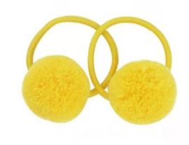 Haar elastiekjes pompons geel