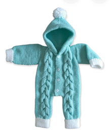 onesie baby mintgroen/wit