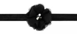 Haarband zwart met luxe bloem