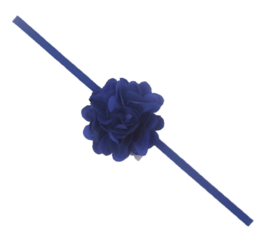 Haarband donker blauw met bloem