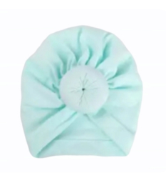 Mutsje turban  mintgroen met donut