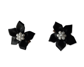 Haarlok clipjes zwart bloemen