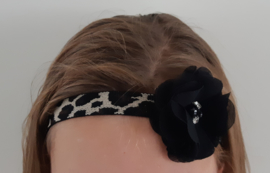 Haarband Leopard met zwarte luxe bloem