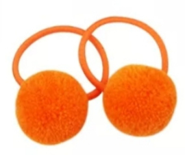 Haar elastieken pompons oranje