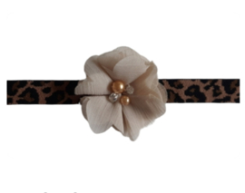 Haarband panter print luxe beige bloem