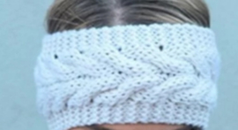 Winter haarband kabelpatroon wit