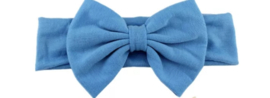Haarband blauw met grote strik 17 cm