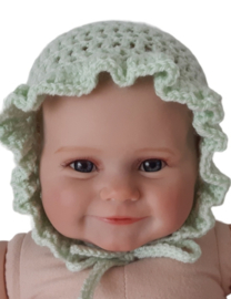 Baby bonnet mutsje licht mintgroen