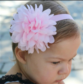Haarband met grote roze bloem