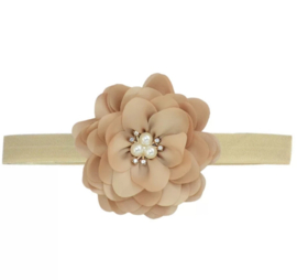 Haarband beige goud grote bloem Annelies