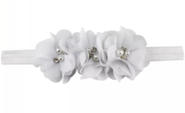 Haarband wit met 3 luxe bloemen Yolande