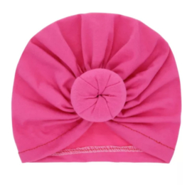 Turban muts met donut fuchsia