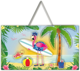 Hawaii Deurbord Flamingo 47cm