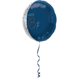 Folieballon 18 jaar Elegant True Blue - 45cm