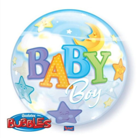 Folieballon Bubble Boy Moon & Stars - 56 cm