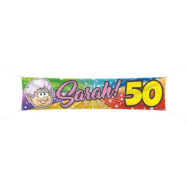 50 Jaar Sarah Regenboog Spandoek - 180x40cm