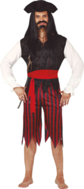 Rood zwart gestreepte piraten outfit