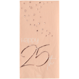 Servetten Elegant Lush Blush 25 Jaar 33x33cm - 10 stuks