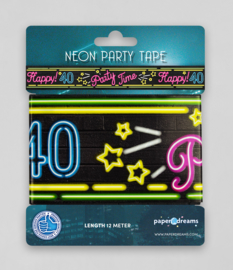 Neon party tape - 40 jaar - 12 meter