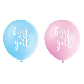 Ballonnen Gender Reveal "Boy or Girl" - 8 stuks