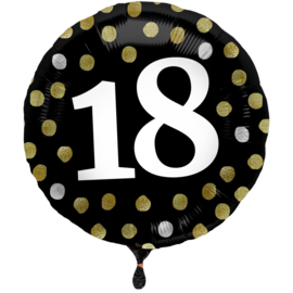 Folieballon Glossy Black 18 Jaar - 45 cm